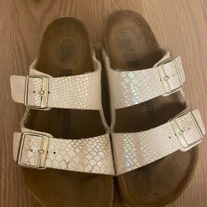 Birkenstock slides holographic snake print size 38